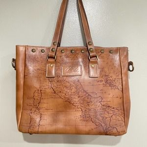 Patricia Nash gava tote bag purse leather brown medium